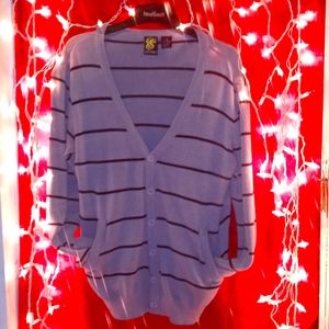 Escapism Cardigan Button Down Sweater w/Black 🖤 Strips & Gray. Size Medium.